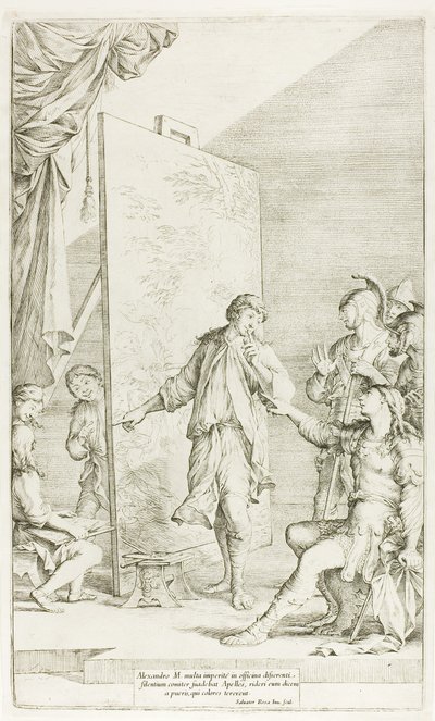 Alexandra ve studiu Apelles od Salvator Rosa