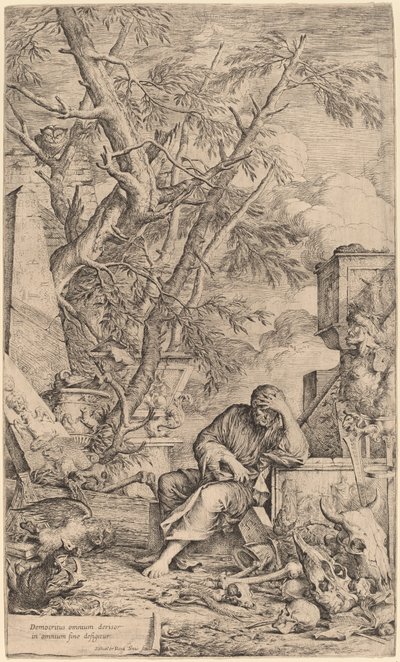 Démokritos v meditaci od Salvator Rosa