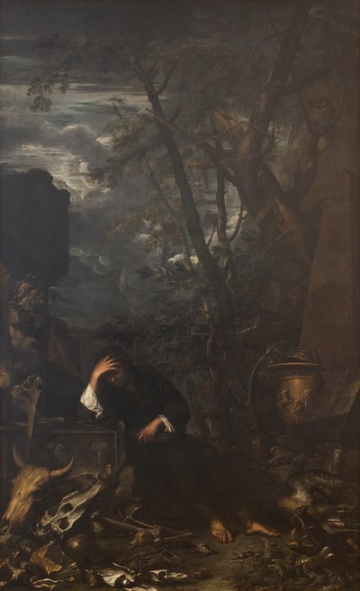 Démokritos v meditaci od Salvator Rosa