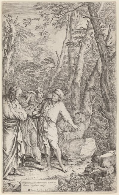 Diogenes odhazuje svou misku od Salvator Rosa