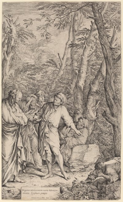 Diogenes odhazuje svou misku od Salvator Rosa