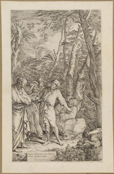 Diogenes odhazuje misku od Salvator Rosa