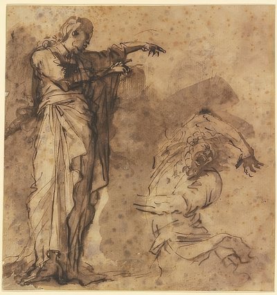 Návrh pro Krista, který uzdravuje posedlého od Salvator Rosa