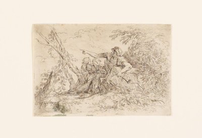 Pastýř a dvě děti v krajině od Salvator Rosa