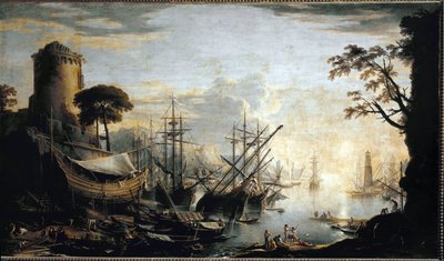 Přístavní přístav. Obraz Salvator Rosa od Salvator Rosa
