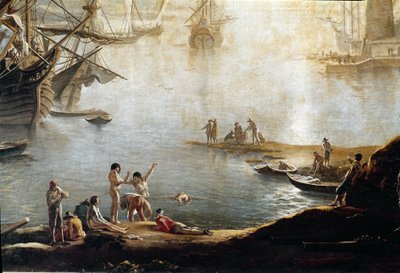 Přístavní přístav, detail (olej na plátně od Salvator Rosa