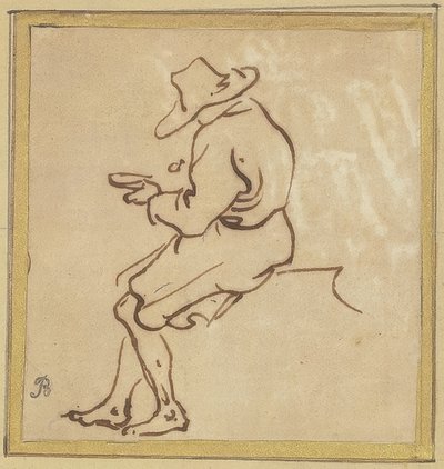 Sedící muž v profilu vlevo od Salvator Rosa