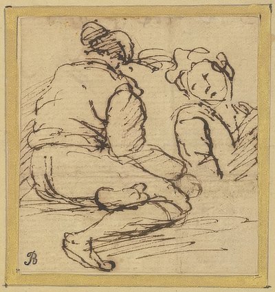 Sedící muž a poloviční postava od Salvator Rosa