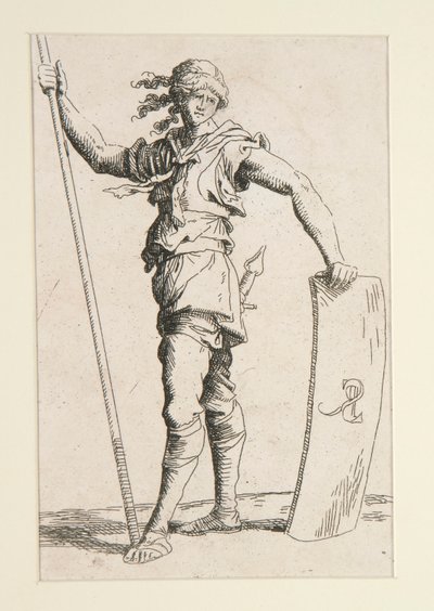 Voják s Lancem a štítem od Salvator Rosa