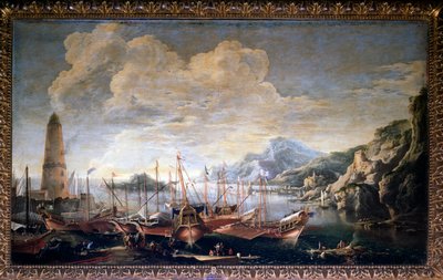 Pohled na přístav - olej na plátně od Salvator Rosa