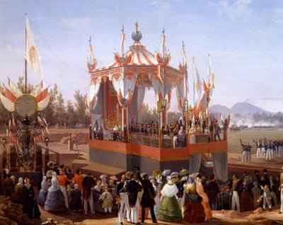 Francis I a Maria Isabella se účastní oficiálního ceremoniálu v Arsenal of Neapol, Salvatore Fergola (1799-1874), Detail, Itálie od Salvatore Fergola