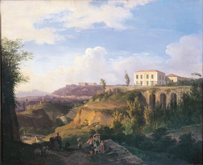Itálie, Neapol, pohled na usedlost Villa Ruffo v Capodimonte od Salvatore Fergola