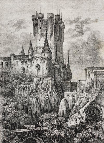 Alcazar of Segovia, Španělsko, litografie Salvatore Puglia z Poliorama Pittoresco, č. 36, 12. dubna od Salvatore Puglia