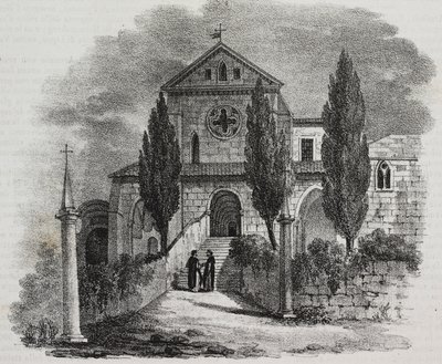 Opatství Casamari, Veroli, Lazio, Itálie, litografie Salvatore Puglia z Poliorama Pittoresco, n 47, 1. července od Salvatore Puglia