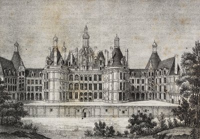 Zámek Chambord, Francie, litografie Salvatore Puglia z Poliorama Pittoresco, n 39, 6. května od Salvatore Puglia