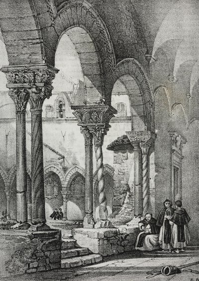 Klášter kostela svatého Dominika, Palermo, litografie Salvatore Puglia z Poliorama Pittoresco, n 11, 23. října od Salvatore Puglia