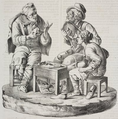 Švec ve sporech, sošky Giacomo Bongiovanni a Giuseppe Vaccaro, litografie Salvatore Puglia z Poliorama Pittoresco, č. 32, 18. března od Salvatore Puglia