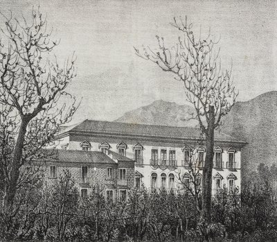 College of Avellino, Kampánie, Itálie, litografie Salvatore Puglia z Poliorama Pittoresco, n 2, 20. srpna od Salvatore Puglia