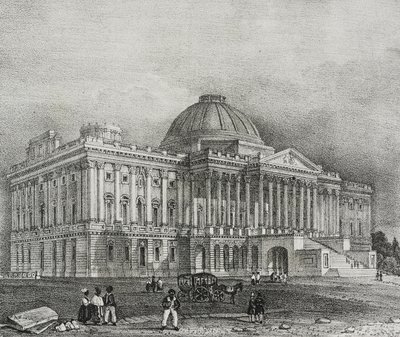 Fasáda budovy Capitolu ve Washingtonu, USA, litografie Salvatore Puglia z Poliorama Pittoresco, n 42, 28. května od Salvatore Puglia