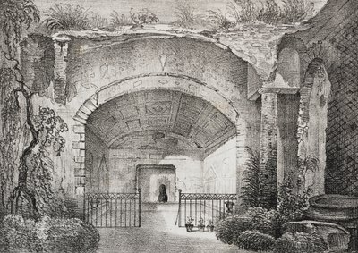 Hall ve starobylé vile prince z Caposele ve Formia, Lazio, Itálie, litografie Salvatore Puglia z Poliorama Pittoresco, n 23, 11. ledna od Salvatore Puglia