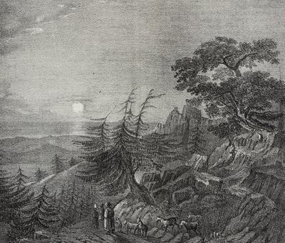 Krajina cedrového lesa na hoře Libanon, poblíž Bejrútu, Libanon, litografie Salvatore Puglia z Poliorama Pittoresco, n 11, 22. října od Salvatore Puglia