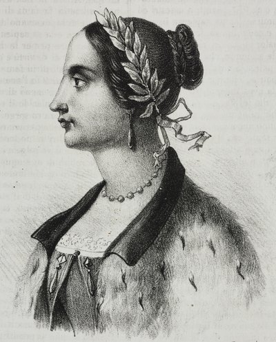 Muotokuva Laura Bassi Veratista (1711-1778), italialainen fyysikko ja akateemikko, Salvatore Puglian litografia Poliorama Pittorescosta, n:o 4, 4. syyskuuta od Salvatore Puglia