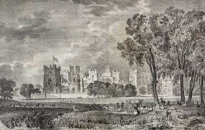 Raby Castle, Durham, Englanti, Iso-Britannia, Salvatore Puglian litografia Poliorama Pittorescosta, n:o 42, 27. toukokuuta od Salvatore Puglia