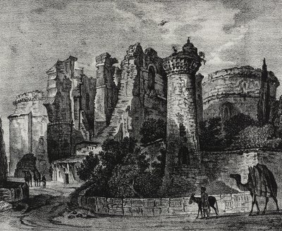 Ruiny kostela svatého Jana v Pergamonu, Turecko, litografie Salvatore Puglia z Poliorama Pittoresco, n 13, 5. listopadu od Salvatore Puglia