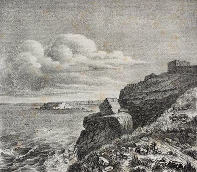 Hrobka pro Francois-Rene de Chateaubriand v Saint-Malo, Francie, litografie Gaetano Riccio z Poliorama Pittoresco, n 32, 18. března od Salvatore Puglia