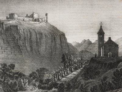 Výlet do Cappelluccia, scéna Kouzelné lucerny, sbírka příběhů a obrázků, litografie Salvatore Puglia z Poliorama Pittoresco, n 41, 17. května od Salvatore Puglia