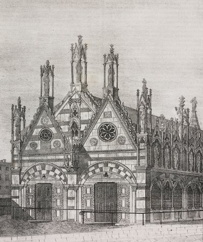 Pohled na kostel Santa Maria della Spina v Pise, Toskánsko, Itálie, litografie Salvatore Puglia z Poliorama Pittoresco, n 34, 29. března od Salvatore Puglia