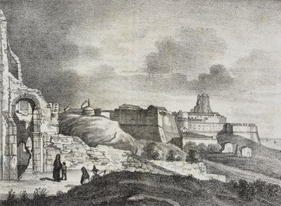 Näkymä Crotonesta, Calabria, Italia, Salvatore Puglian litografia Poliorama Pittorescosta, n:o 51, 29. heinäkuuta od Salvatore Puglia