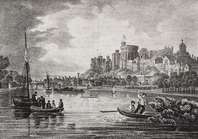 Näkymä Windsorin linnasta, Englanti, Iso-Britannia, Salvatore Puglian litografia Poliorama Pittorescosta, n:o 32, 15. maaliskuuta od Salvatore Puglia