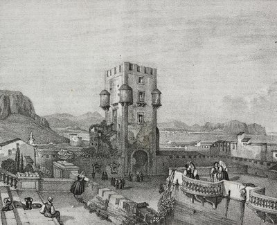Vila prince z Butera v Bagheria, Palermo, Sicílie, litografie Salvatore Puglia z Poliorama Pittoresco, n 3, 28. srpna od Salvatore Puglia