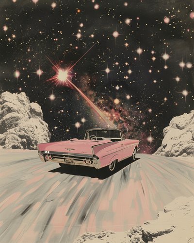 Růžový kabriolet Cosmic Drive od Samantha Hearn