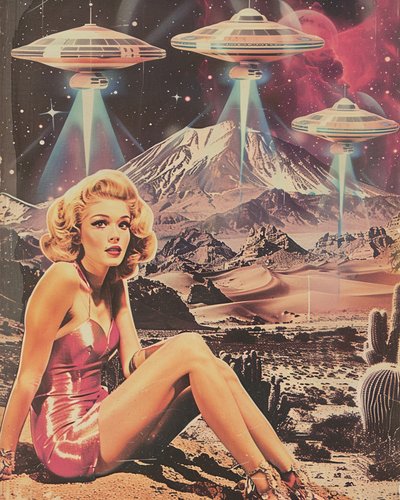 Retro invaze UFO v poušti od Samantha Hearn