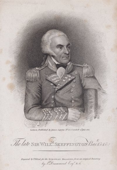 Sir William Skeffington (1742-1815), plukovník Leicestershire Yeomanry (rytina) od Samuel (after) Drummond
