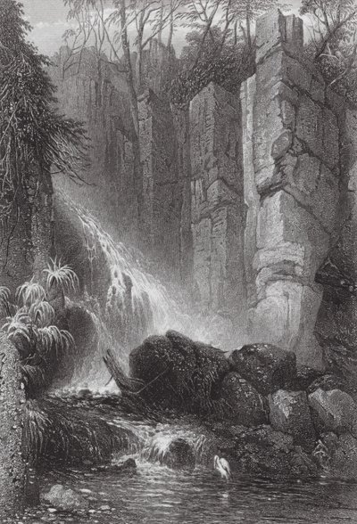 Austrálie: Cataract Gle, Mount Wellington, Tasmánie (rytina) od Samuel (after) Prout