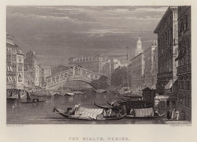 Rialto, Benátky (barevné lito) od Samuel (after) Prout