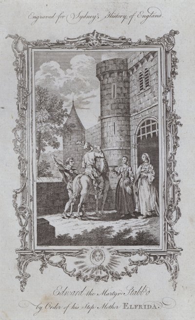 Edward mučedník probodaný řádem svého nevlastního matka Elfrida (rytina) od Samuel (after) Wale