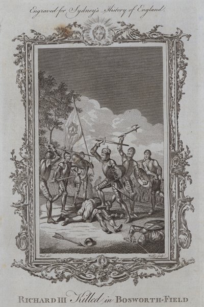 Richard III zabit v Bosworth-Field (rytina) od Samuel (after) Wale