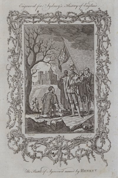 Bitva u Agincourtu pojmenovaná Jindřichem V. (rytina) od Samuel (after) Wale