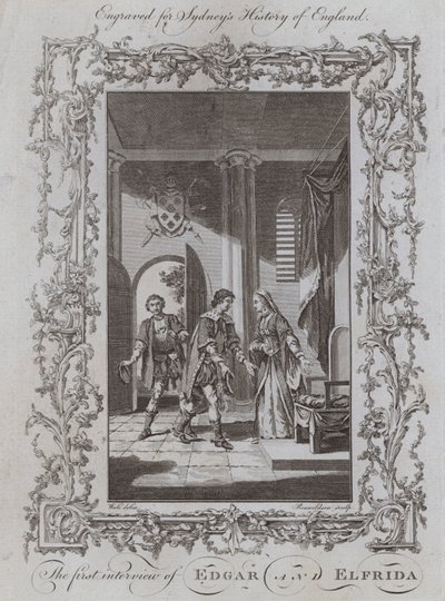 První rozhovor Edgara a Elfridy (rytina) od Samuel (after) Wale