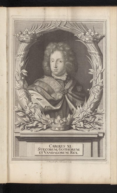 Portrét van Karel XI van Zweden Karel XI., král švédských Gótů a vandalů (titul na předmětu) Švédsko starověké a moderní (název série) od Samuel Blesendorf