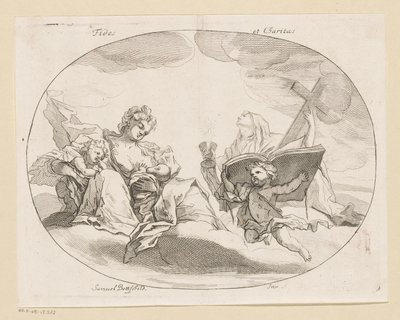 Fides (víra) a Charitas (láska) Fides et Charitas (název na objektu) Různé designy (název série) Opera Varia Historica, Poetica & Iconologica (název série) od Samuel Bottschild