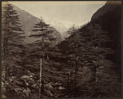 Zasněžené vrcholy poblíž Gangotri, z Bhairamghati od Samuel Bourne