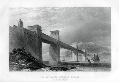 Britannia Tubular Bridge přes Menai Straits, Wales, 1886 od Samuel Bradshaw
