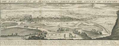 Burton-upon-Trent Bridge and Town: rytina, nd [1696-1779] (tisk) od Samuel Buck