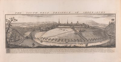 South West Prospect of Shrewsbury, Shropshire od Samuel Buck