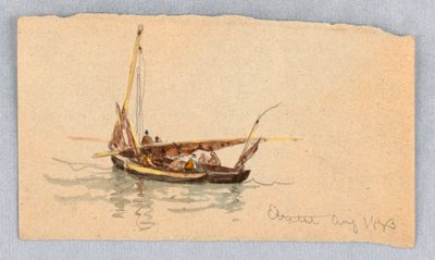 Lodě v Étretat od Samuel Colman